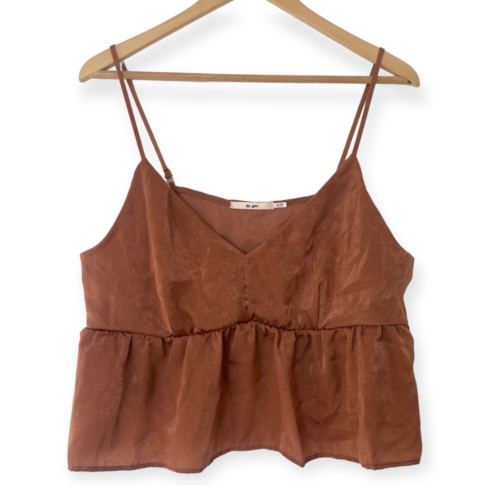 Mi Ami Juniors sleeves crop top- copper, XL